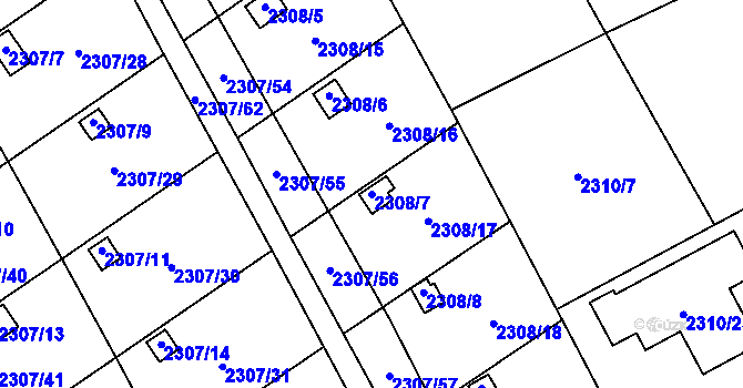 Parcela st. 2308/7 v KÚ Dobruška, Katastrální mapa