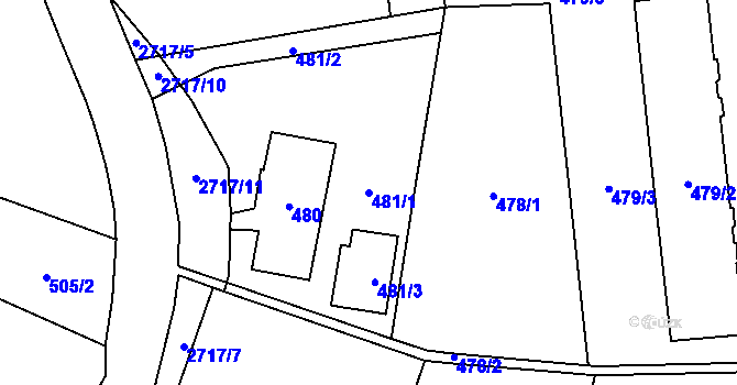 Parcela st. 481/1 v KÚ Dobruška, Katastrální mapa