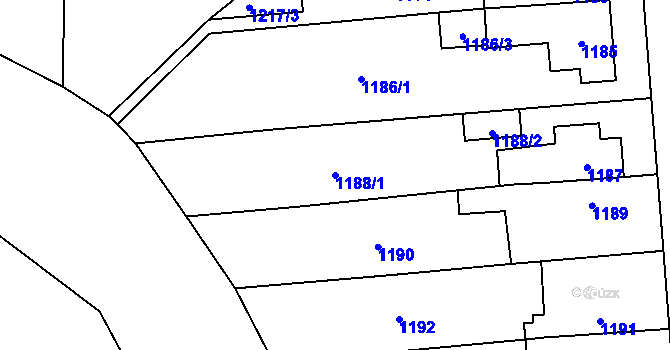 Parcela st. 1188/1 v KÚ Dobruška, Katastrální mapa