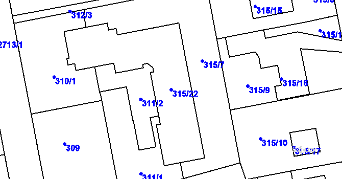 Parcela st. 315/22 v KÚ Dobruška, Katastrální mapa