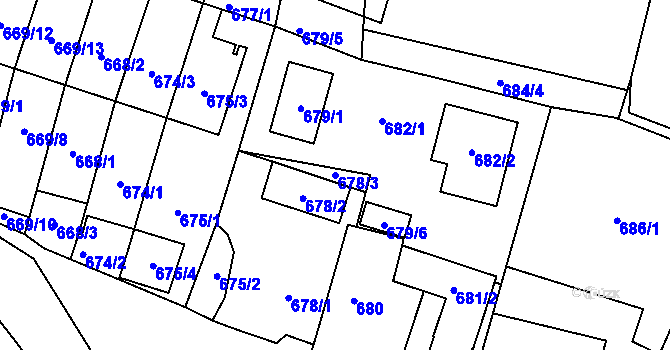 Parcela st. 678/3 v KÚ Dobruška, Katastrální mapa