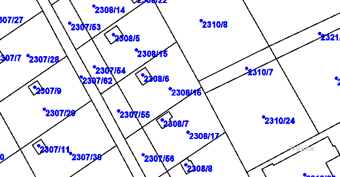 Parcela st. 2308/16 v KÚ Dobruška, Katastrální mapa