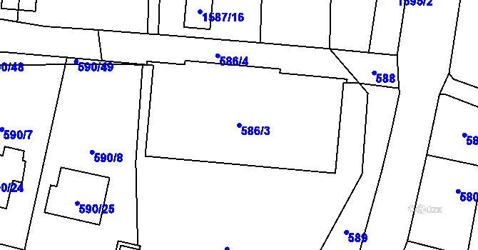 Parcela st. 586/3 v KÚ Dobruška, Katastrální mapa