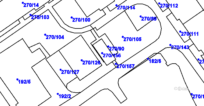Parcela st. 270/156 v KÚ Dobruška, Katastrální mapa