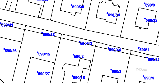 Parcela st. 590/43 v KÚ Dobruška, Katastrální mapa