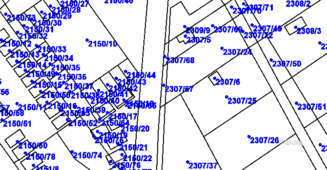 Parcela st. 2307/67 v KÚ Dobruška, Katastrální mapa