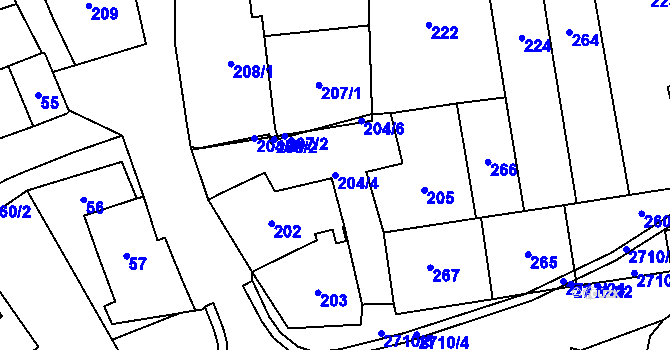 Parcela st. 204/4 v KÚ Dobruška, Katastrální mapa