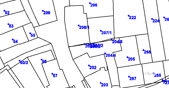 Parcela st. 204/5 v KÚ Dobruška, Katastrální mapa