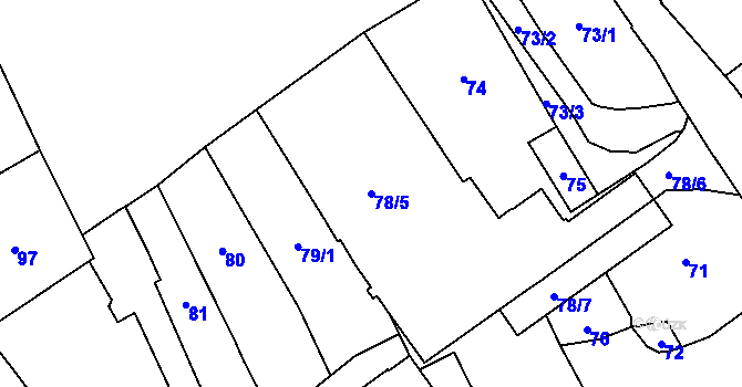 Parcela st. 78/5 v KÚ Dobruška, Katastrální mapa