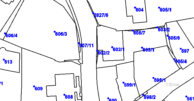 Parcela st. 602/2 v KÚ Dobruška, Katastrální mapa
