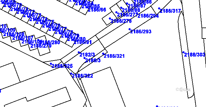 Parcela st. 2186/321 v KÚ Dobruška, Katastrální mapa