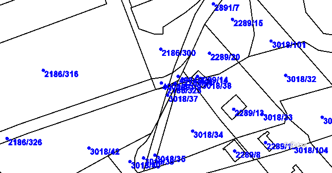 Parcela st. 2186/323 v KÚ Dobruška, Katastrální mapa