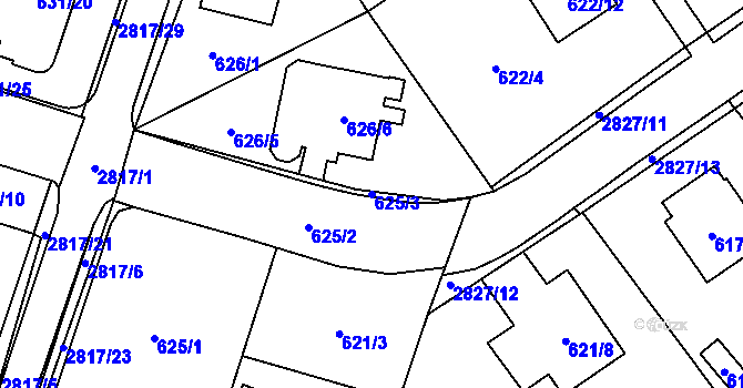 Parcela st. 625/3 v KÚ Dobruška, Katastrální mapa