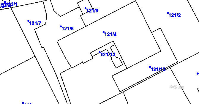 Parcela st. 121/13 v KÚ Dobruška, Katastrální mapa