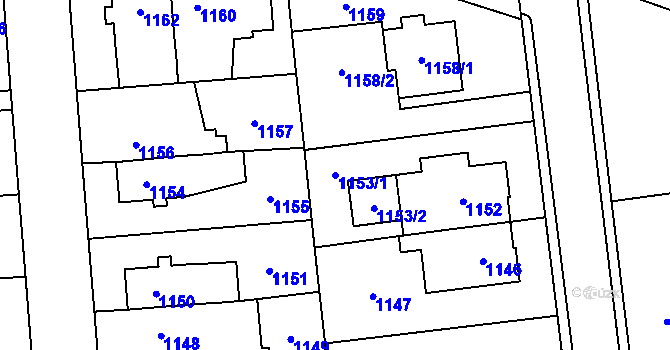 Parcela st. 1153/1 v KÚ Dobruška, Katastrální mapa
