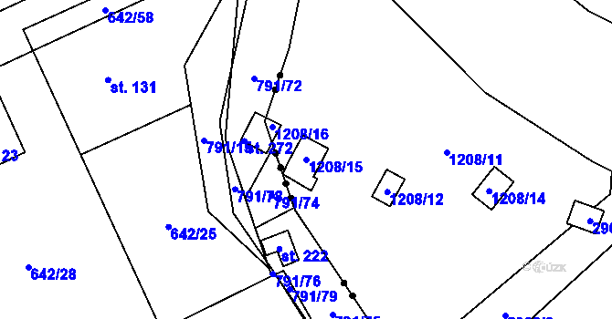 Parcela st. 1208/15 v KÚ Dobruška, Katastrální mapa