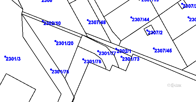 Parcela st. 2301/77 v KÚ Dobruška, Katastrální mapa