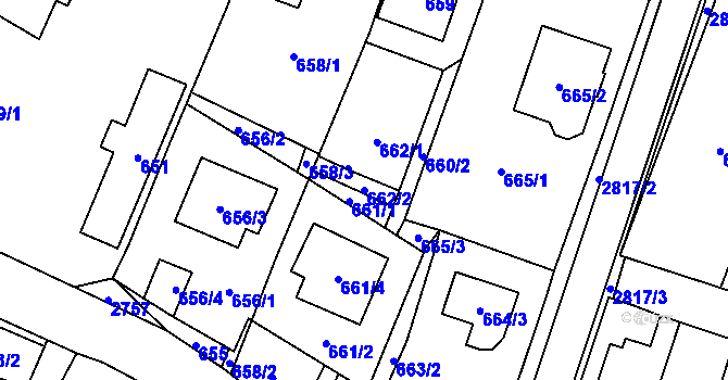Parcela st. 662/2 v KÚ Dobruška, Katastrální mapa
