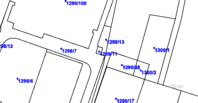 Parcela st. 1298/11 v KÚ Dobruška, Katastrální mapa