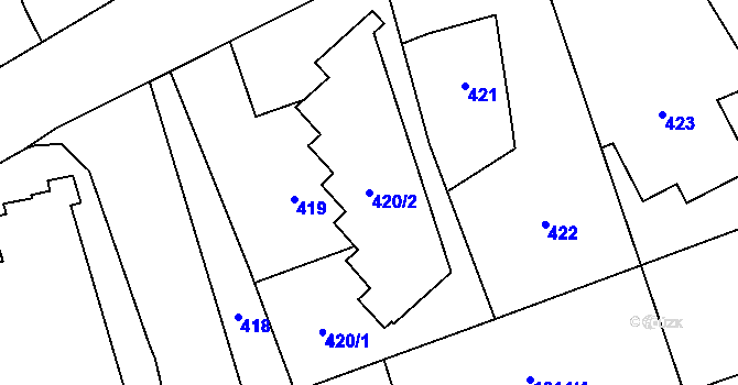 Parcela st. 420/2 v KÚ Dobruška, Katastrální mapa