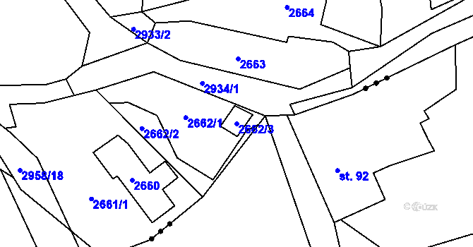 Parcela st. 2662/3 v KÚ Dobruška, Katastrální mapa