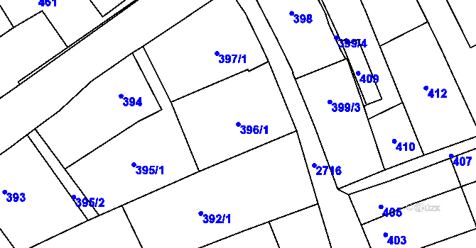 Parcela st. 396/1 v KÚ Dobruška, Katastrální mapa