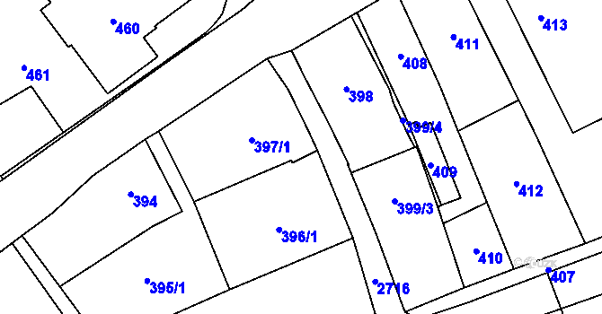 Parcela st. 396/2 v KÚ Dobruška, Katastrální mapa