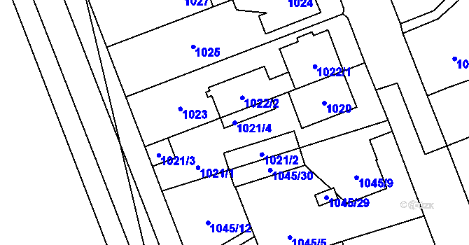 Parcela st. 1021/4 v KÚ Dobruška, Katastrální mapa