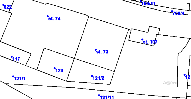 Parcela st. 73 v KÚ Pulice, Katastrální mapa