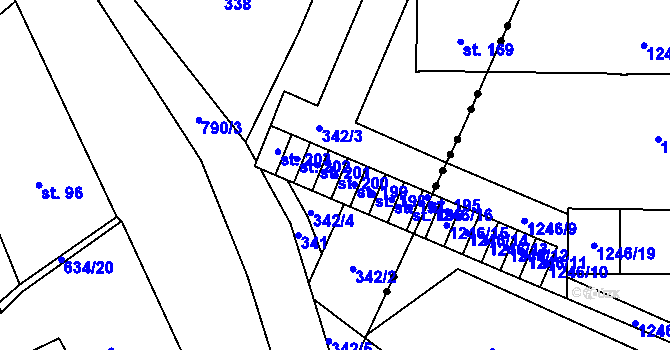 Parcela st. 200 v KÚ Pulice, Katastrální mapa