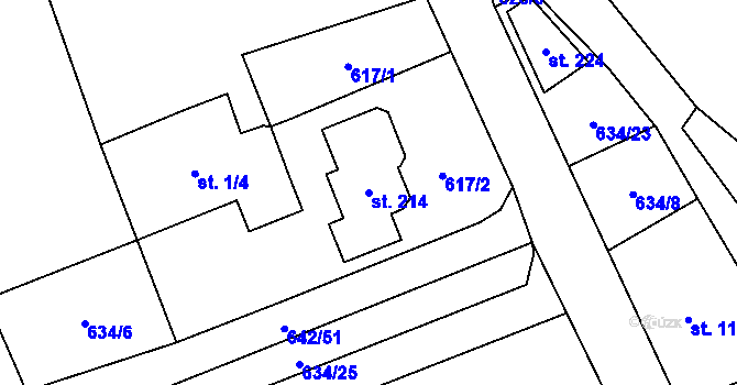 Parcela st. 214 v KÚ Pulice, Katastrální mapa
