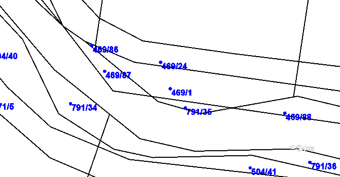 Parcela st. 469/1 v KÚ Pulice, Katastrální mapa