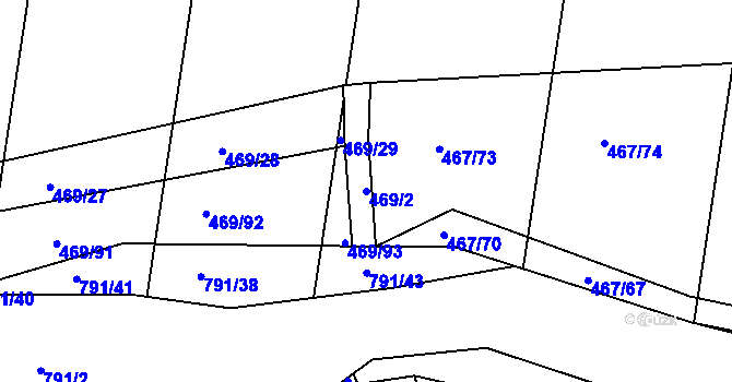 Parcela st. 469/2 v KÚ Pulice, Katastrální mapa