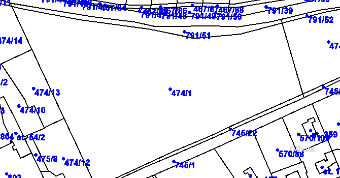 Parcela st. 474/1 v KÚ Pulice, Katastrální mapa