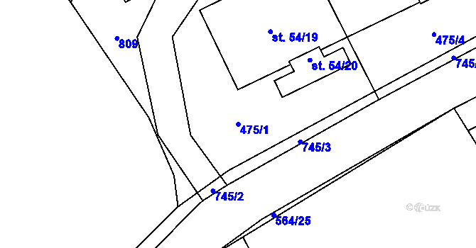 Parcela st. 475/1 v KÚ Pulice, Katastrální mapa