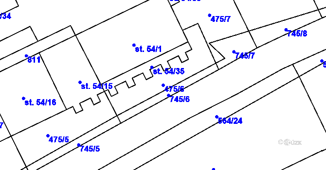 Parcela st. 475/6 v KÚ Pulice, Katastrální mapa