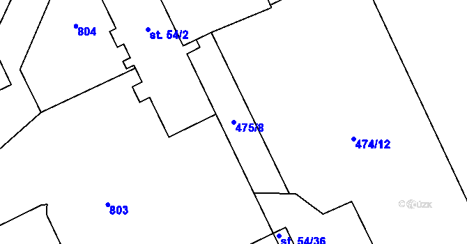 Parcela st. 475/8 v KÚ Pulice, Katastrální mapa