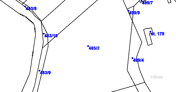 Parcela st. 485/2 v KÚ Pulice, Katastrální mapa