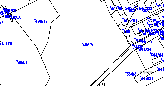 Parcela st. 485/8 v KÚ Pulice, Katastrální mapa