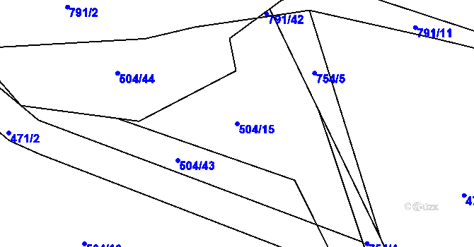 Parcela st. 504/15 v KÚ Pulice, Katastrální mapa