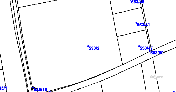 Parcela st. 553/2 v KÚ Pulice, Katastrální mapa