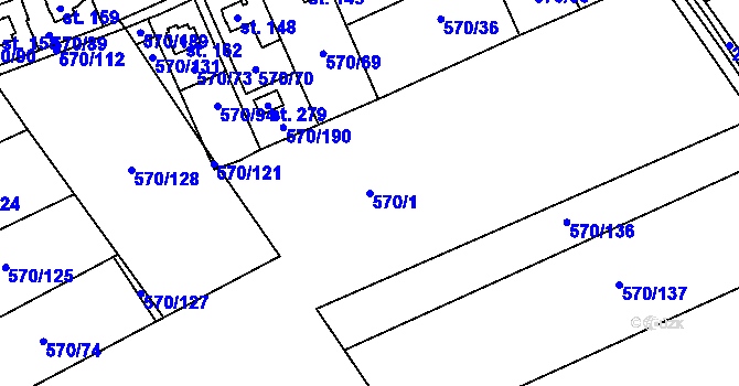 Parcela st. 570/1 v KÚ Pulice, Katastrální mapa
