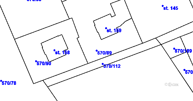 Parcela st. 570/89 v KÚ Pulice, Katastrální mapa