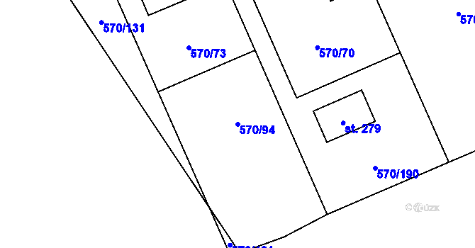Parcela st. 570/94 v KÚ Pulice, Katastrální mapa