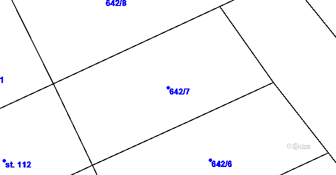 Parcela st. 642/7 v KÚ Pulice, Katastrální mapa