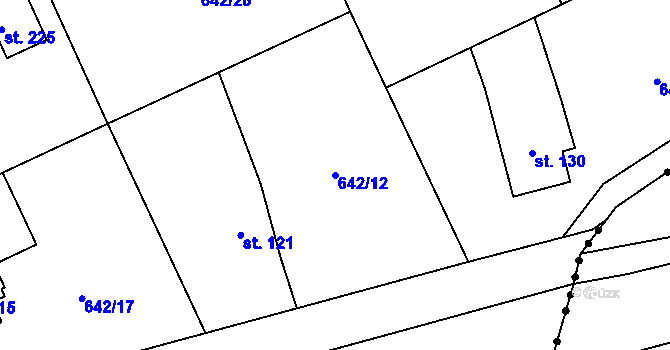 Parcela st. 642/12 v KÚ Pulice, Katastrální mapa