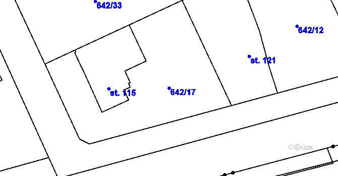 Parcela st. 642/17 v KÚ Pulice, Katastrální mapa