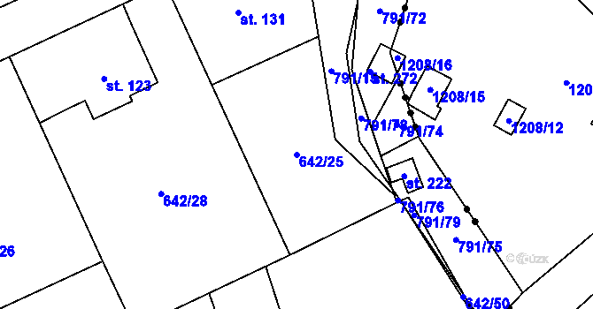 Parcela st. 642/25 v KÚ Pulice, Katastrální mapa