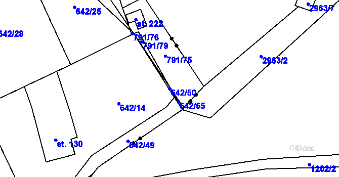Parcela st. 642/50 v KÚ Pulice, Katastrální mapa