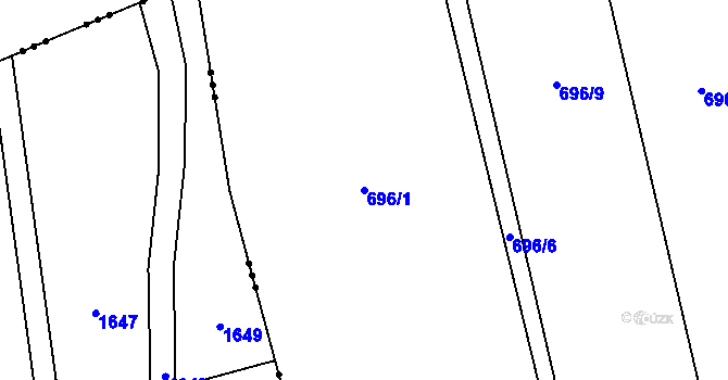 Parcela st. 696/1 v KÚ Pulice, Katastrální mapa